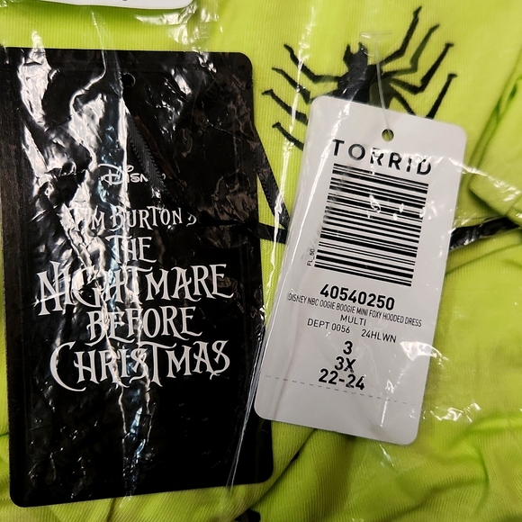 ❤️NWT VINTAGE TORRID NIGHTMARE BEFORE CHRISTMAS OOGIE BOOGIE HOODED DRESS 3X - Picture 12 of 13